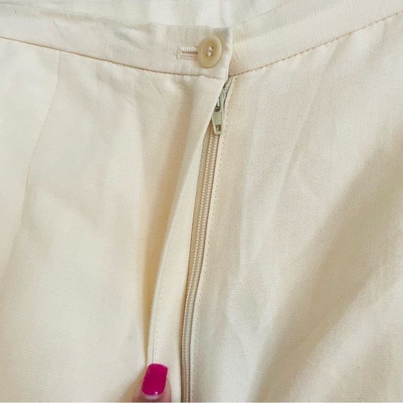 Casual Corner woman's coastal yellow linen pants size 10 old money cropped - Picture 7 of 9